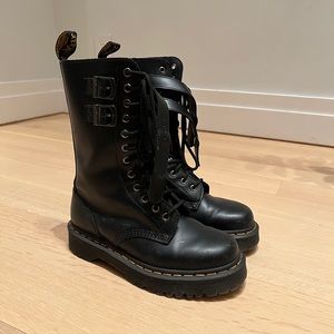 Dr Martens Buckle Leather Combat Boots EU 38 US 7